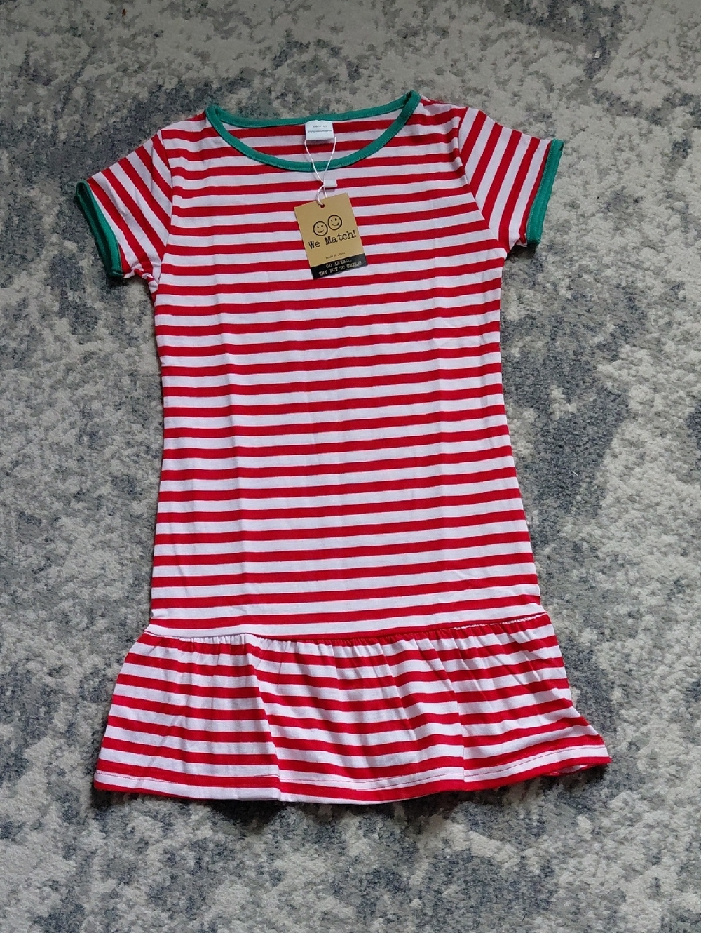 Match Red & White Striped Top with Green Trim